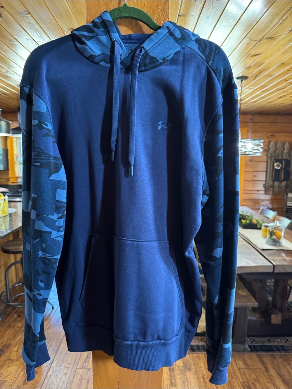 Men’s Under Armour Navy Blue Hoodie with Blue Camo Sleeves